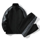 Men's zip-up tracksuit with side stripes in black