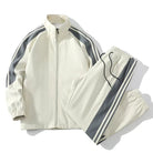 Men's zip-up tracksuit with side stripes in off-white
