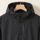 Close-up of the collar, zip and chest print