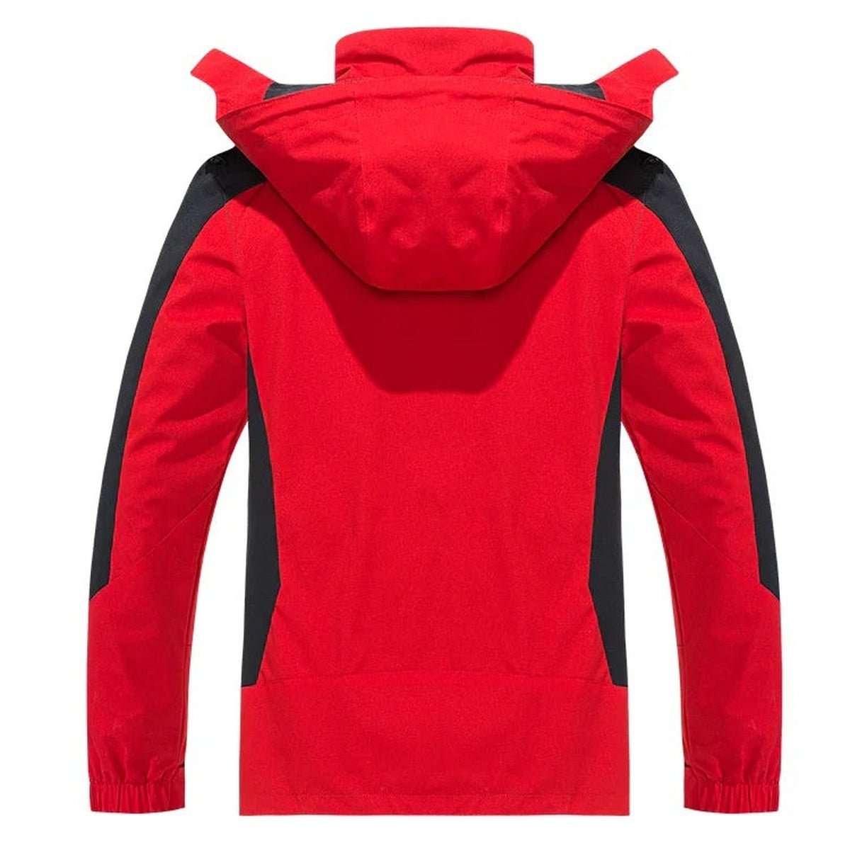 Red hiking jacket, back view