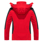 Red hiking jacket, back view