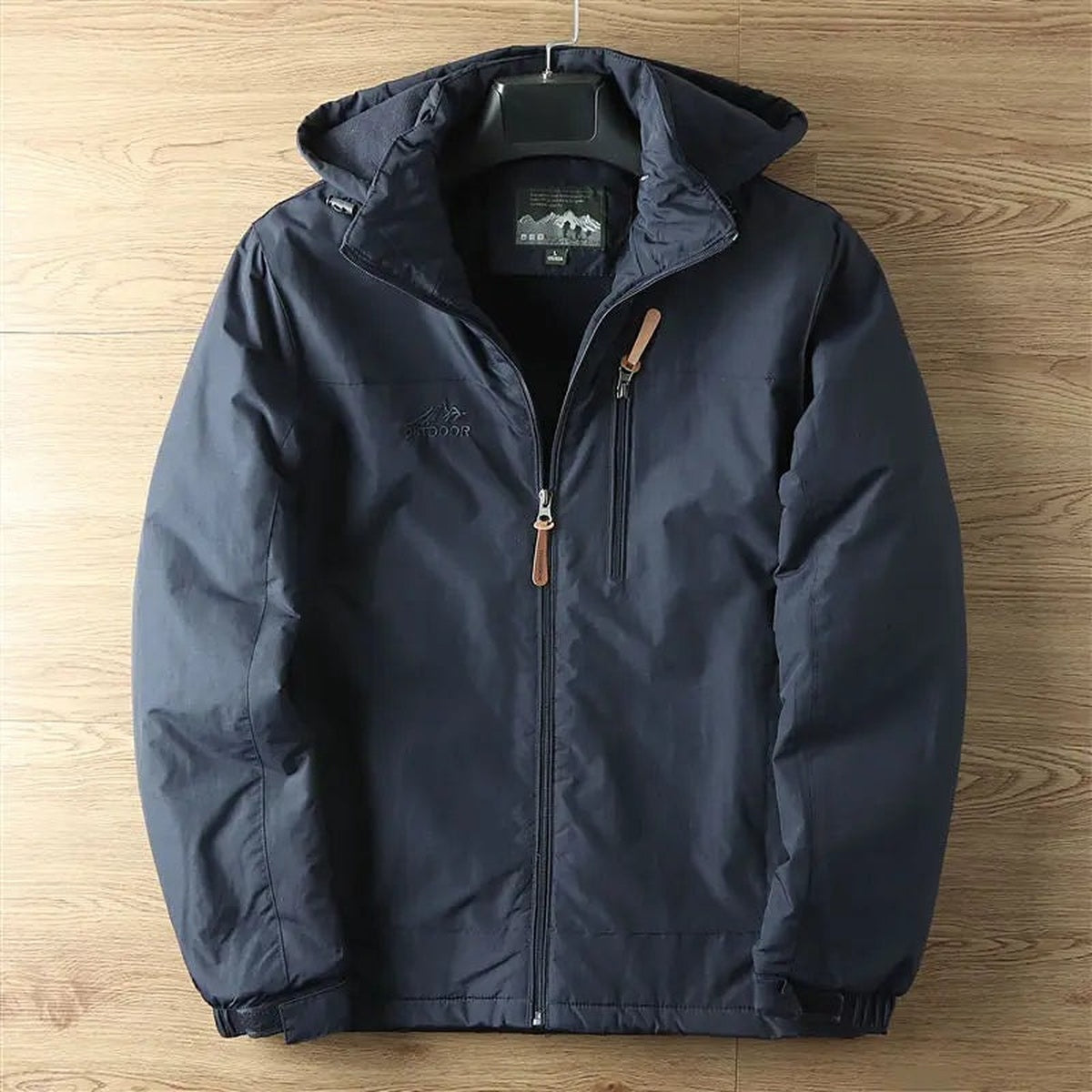 Navy fleece lined winter jacket with hood