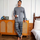 Men's Relaxed Check Pyjamas | Grey