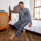 Men's Relaxed Check Pyjamas | Grey