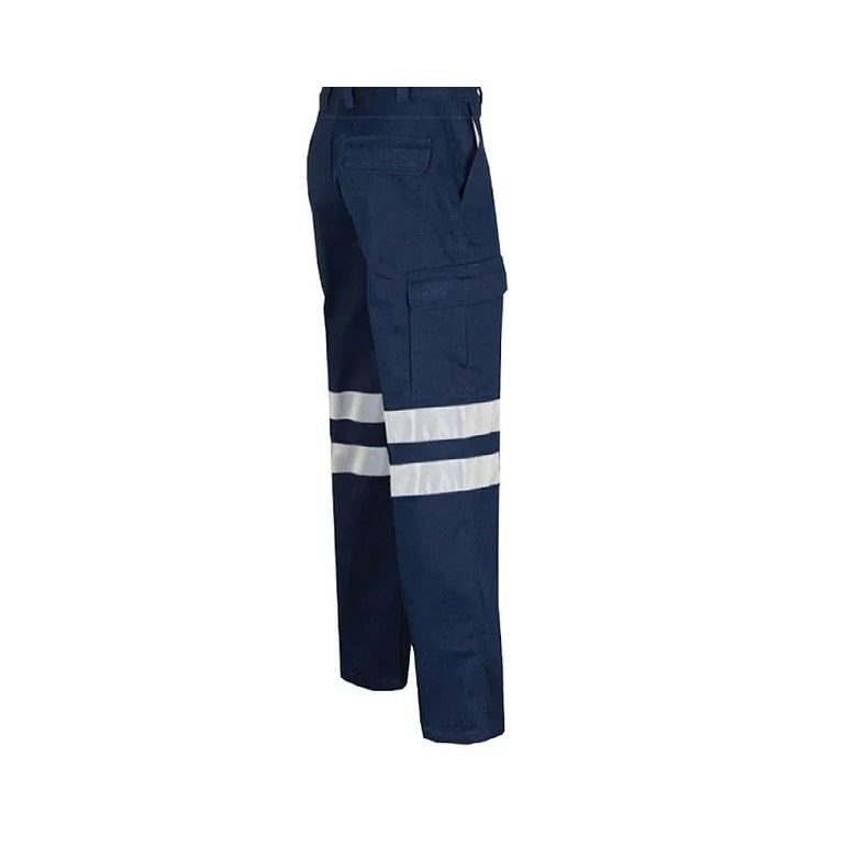 Men's Reflective Work Trousers | Cotton | Cargo | Navy