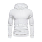 White drawstring hoodie with kangaroo pocket, worn by a person | Chaps London
