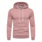 Pink drawstring hoodie with kangaroo pocket, shown flat on white background | Chaps London