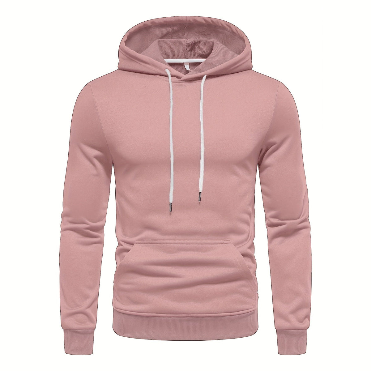 Pink drawstring hoodie with kangaroo pocket, shown flat on white background | Chaps London