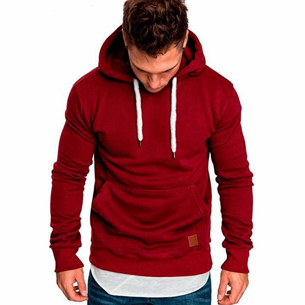 Man wearing red layered hem hoodie with white drawstrings, worn casually | Chaps London