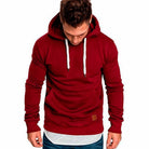 Man wearing red layered hem hoodie with white drawstrings, worn casually | Chaps London