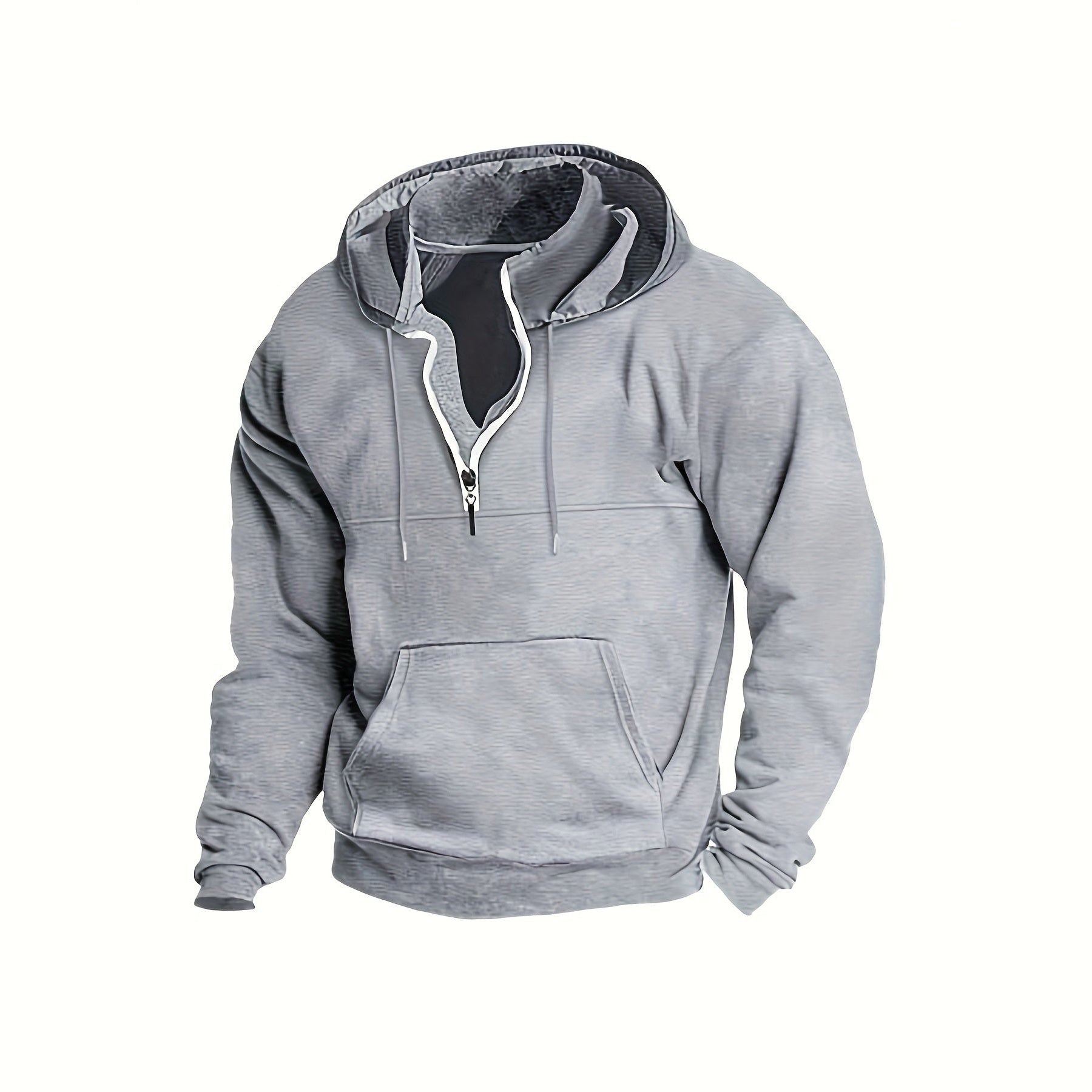 Men's Half-Zip Hoodie with Stand Collar | Kangaroo Pocket | 8 Colours
