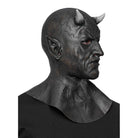 Black demon mask with horns and pointed ears, worn by mannequin | Chaps London