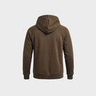 Brown hoodie back view, raglan sleeves, hood up, plain fabric | Chaps London