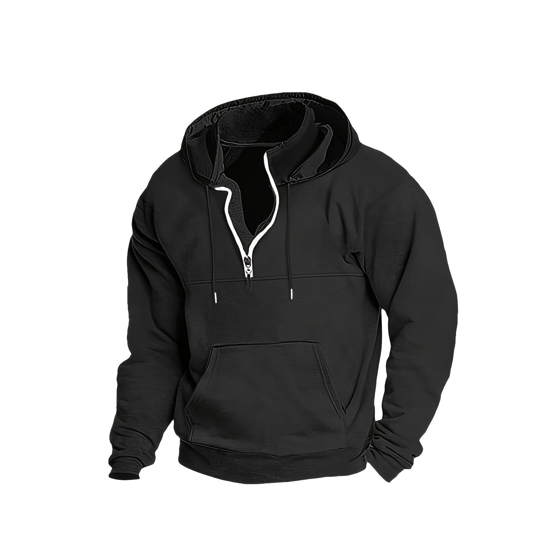 Men's Half-Zip Hoodie with Stand Collar | Kangaroo Pocket | 8 Colours