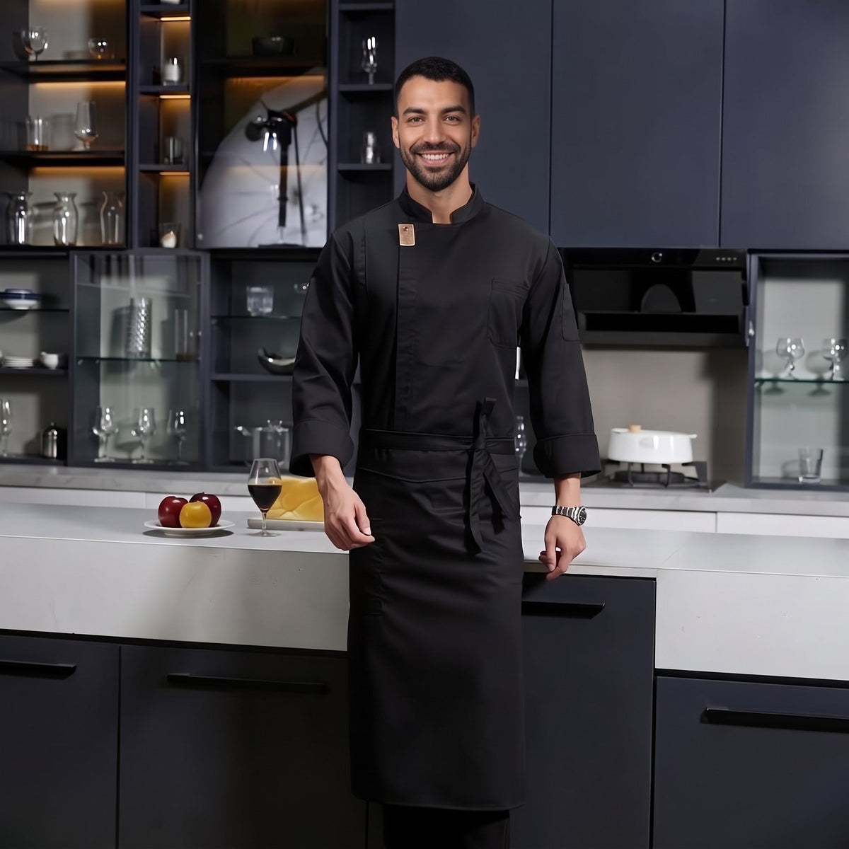 Men's Chef Jacket | Long Sleeve | Stand Collar | Chest Pocket