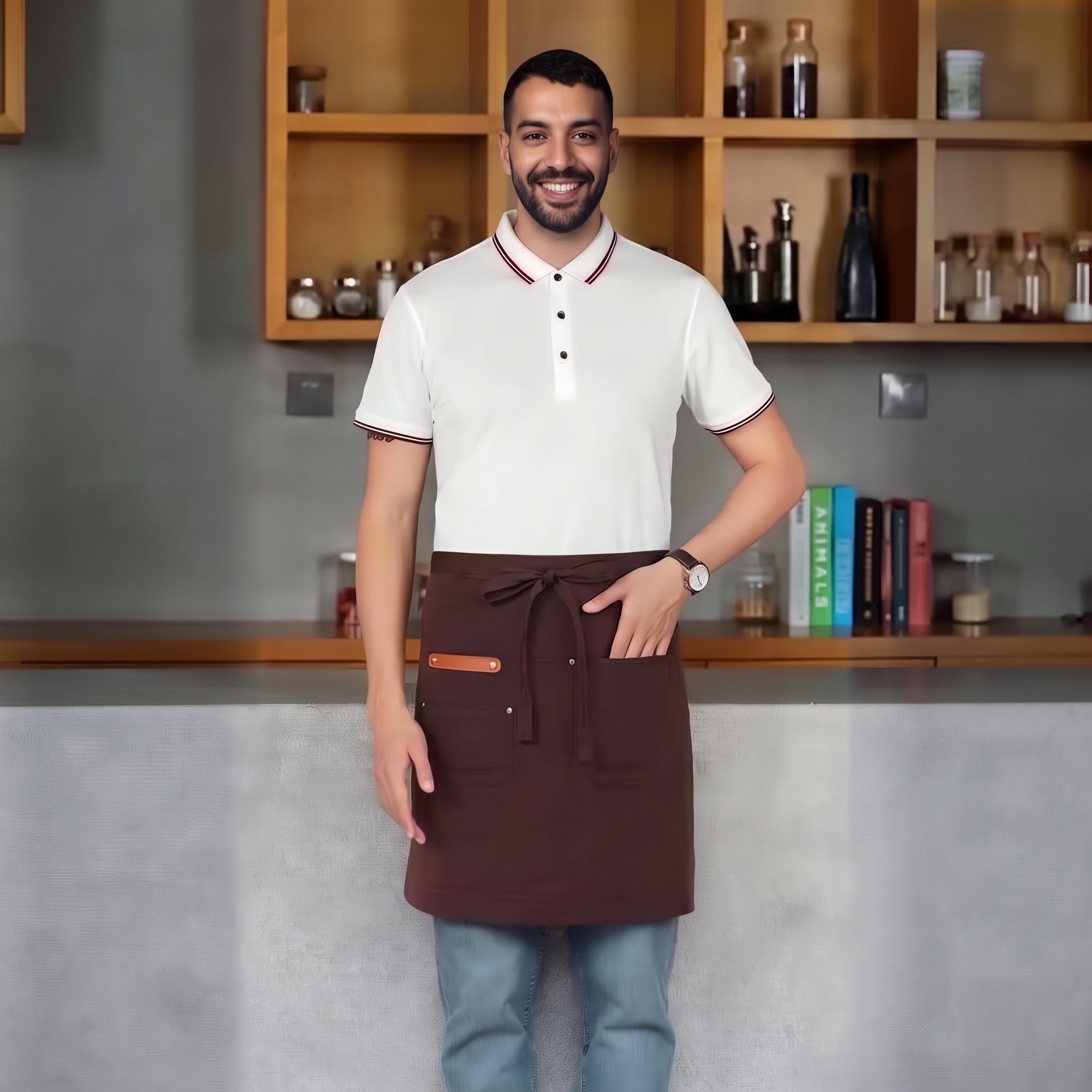 Men's Waist Apron | Canvas | Water-Resistant | Pockets | Long Ties