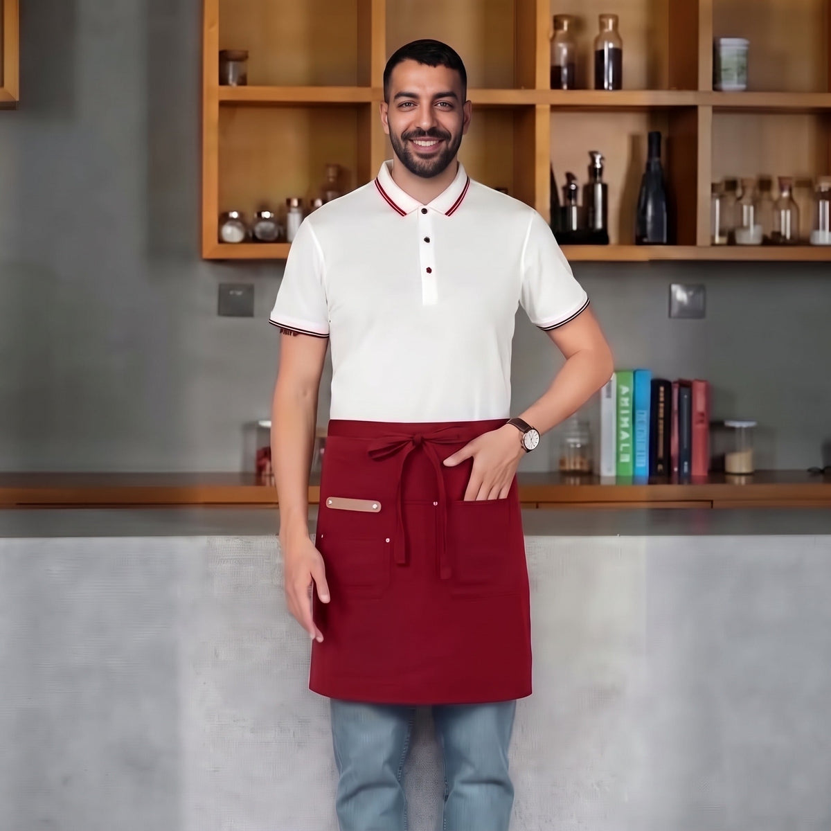 Men's Waist Apron | Canvas | Water-Resistant | Pockets | Long Ties