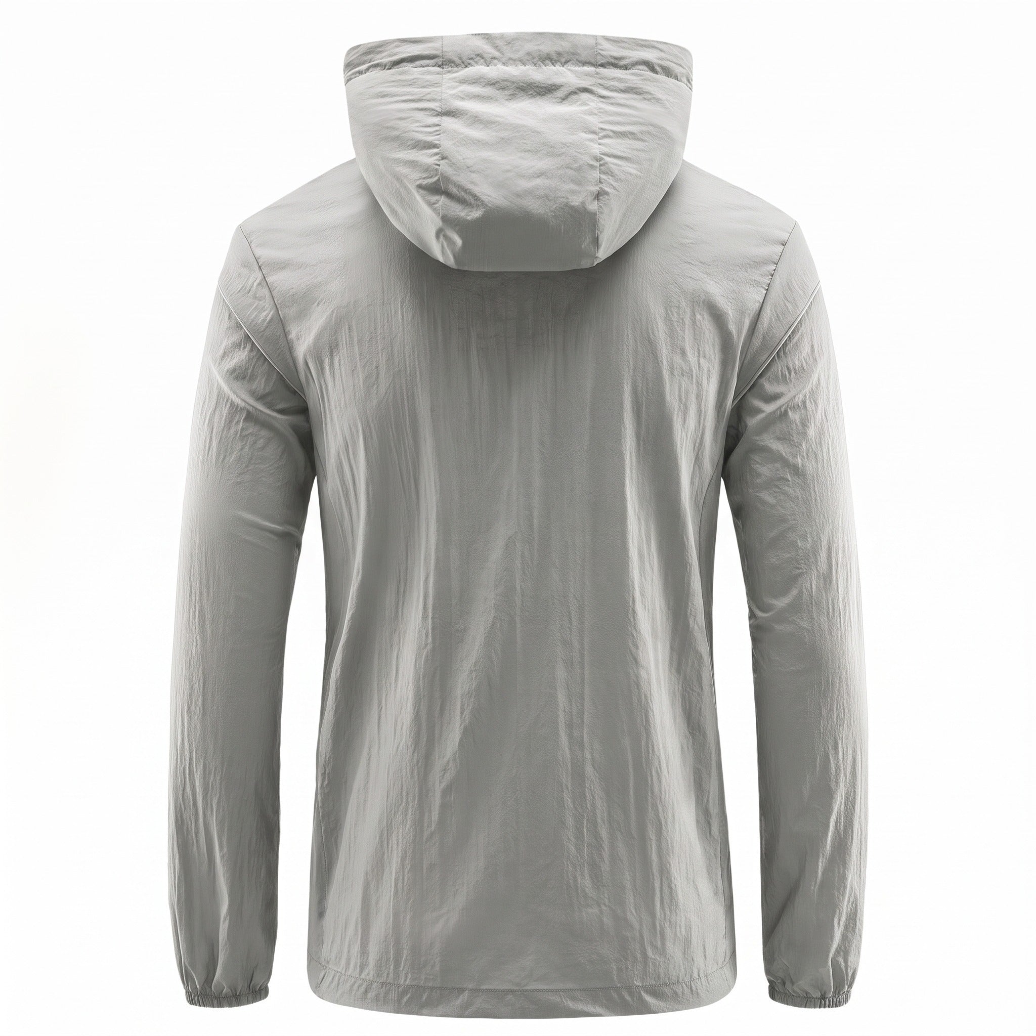 Gray hooded jacket, back view, shown on mannequin, plain design | Chaps London