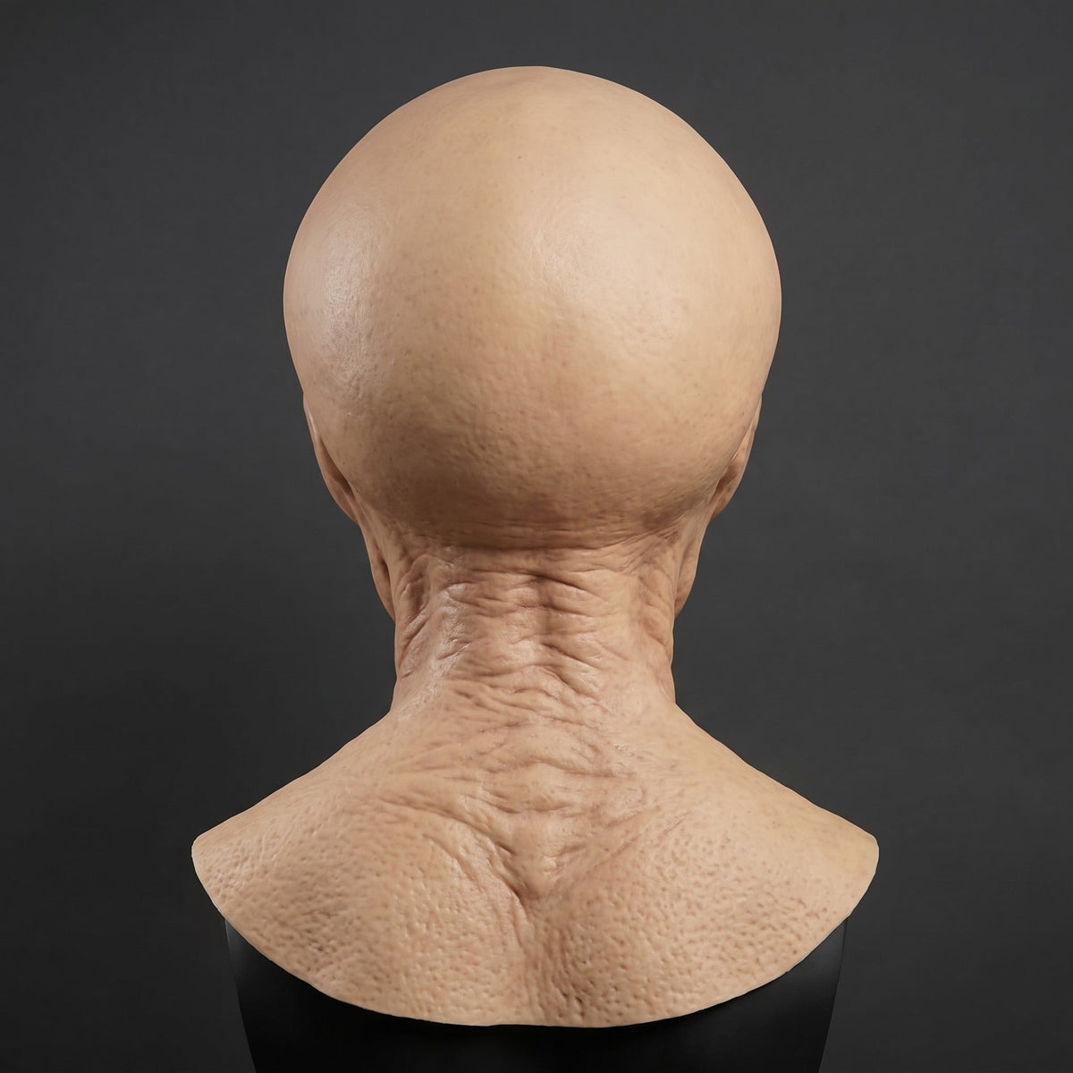 Bald textured mask with neck piece, shown on mannequin from behind | Chaps London