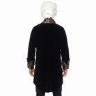 Black velvet jacket with lace collar, worn by man, back view | Chaps London