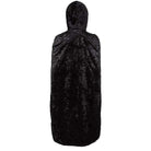 Black hooded cape with textured pattern, displayed on mannequin from behind | Chaps London