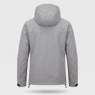 Gray hooded rain jacket, back view, shown on invisible mannequin form | Chaps London