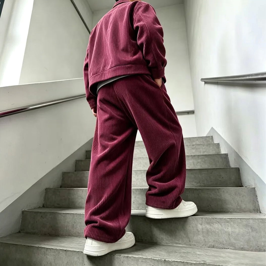 Men's Corduroy Lounge Set | Zip Jacket | Wide Trousers