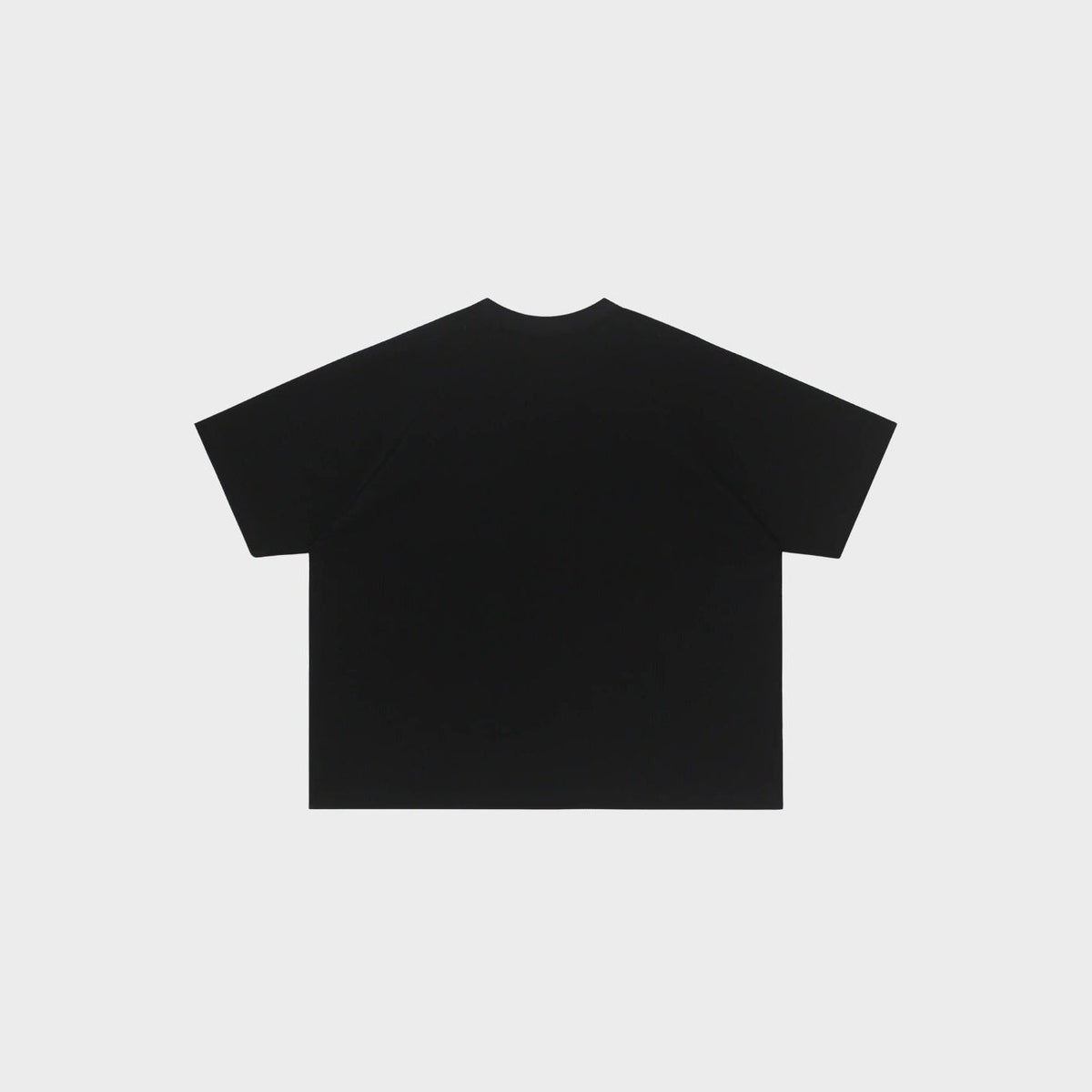 Black oversized t-shirt shown flat, plain back view, no visible print | Chaps London