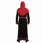 Black and red devil robe with hood, worn by person, back view | Chaps London