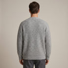 Gray ribbed knit cardigan worn by man, back view shown | Chaps London