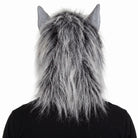 Grey werewolf mask with pointed ears, worn by a person, back view | Chaps London