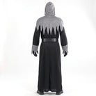 Gray and black hooded robe costume worn by a person, back view | Chaps London