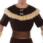Man wearing brown Viking tunic with faux fur trim and belt | Chaps London