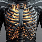 Worn long sleeve top with skeleton ribcage and flame print design | Chaps London