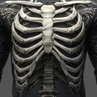 Skeleton ribcage print long sleeve top worn by person, close-up torso view | Chaps London