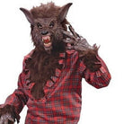Man wearing werewolf mask, red plaid shirt, and furry claw gloves | Chaps London