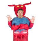 Man wearing red inflatable devil costume with horns, worn on body | Chaps London