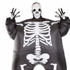 Black and white inflatable skeleton costume worn by a person, hands raised | Chaps London