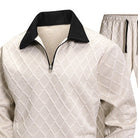 Men's Half Zip Lounge Set | Diamond Texture | Cream