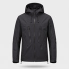 Black hooded rain jacket with zip pockets, shown on mannequin | Chaps London