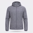 Gray hooded windbreaker jacket with subtle pattern, shown flat, zipped up | Chaps London