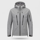 Gray hooded technical jacket with zip pockets, shown on invisible mannequin | Chaps London