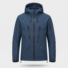 Navy blue hooded rain jacket with zip pockets, shown on invisible mannequin | Chaps London