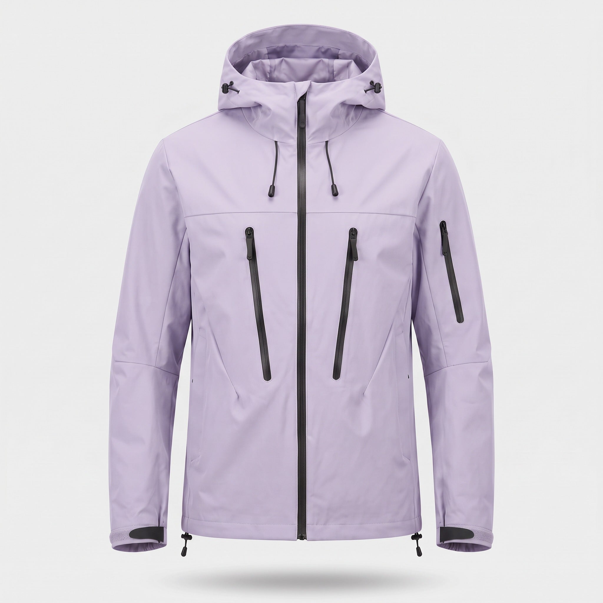 Lavender hooded rain jacket with zip pockets, shown on invisible mannequin form | Chaps London