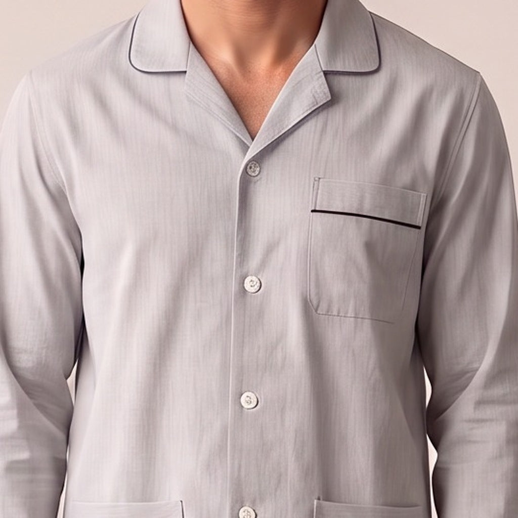 Men's Cotton Twill Pyjamas | Light Grey