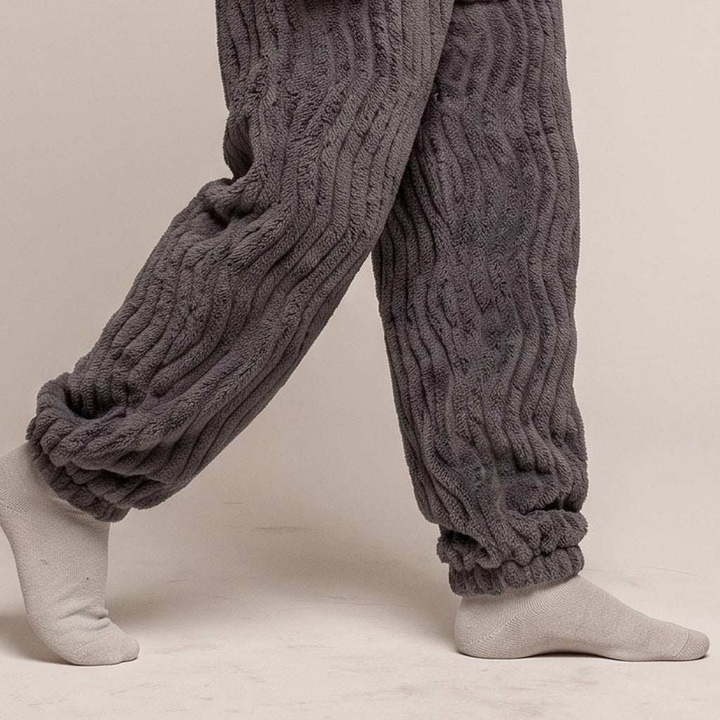 Men's Textured Fleece Pyjamas | Crew Neck Top | 2 Colours