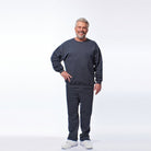 Older man wearing charcoal grey crew neck sweatshirt and matching jogger tracksuit | Chaps London