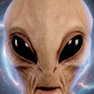 Tan alien mask with large black eyes, close-up front view | Chaps London