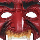 Red devil half mask with black accents and visible fanged teeth, flat view | Chaps London