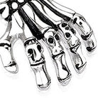 Skeleton hand pendant with skull fingers, silver-toned, shown as close-up flat product | Chaps London
